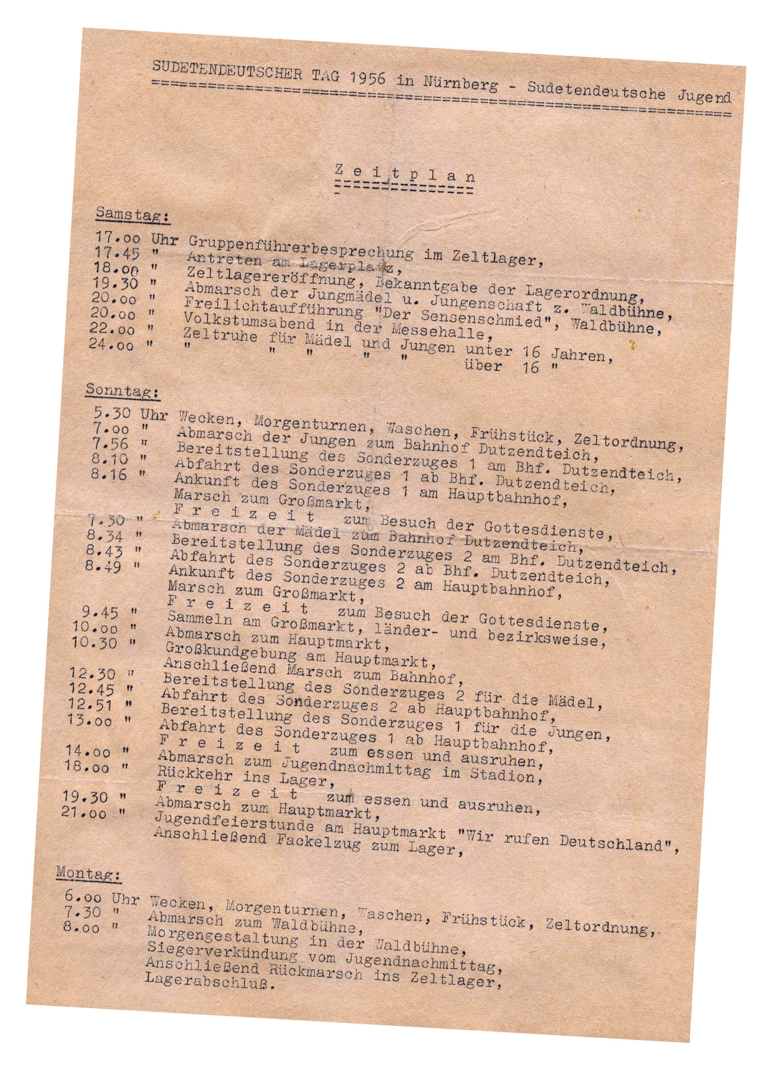 Original-Rundschreiben (Zeitplan)