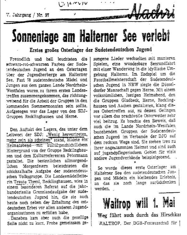 Zeitungsausschnitt, Archiv: H. Theml